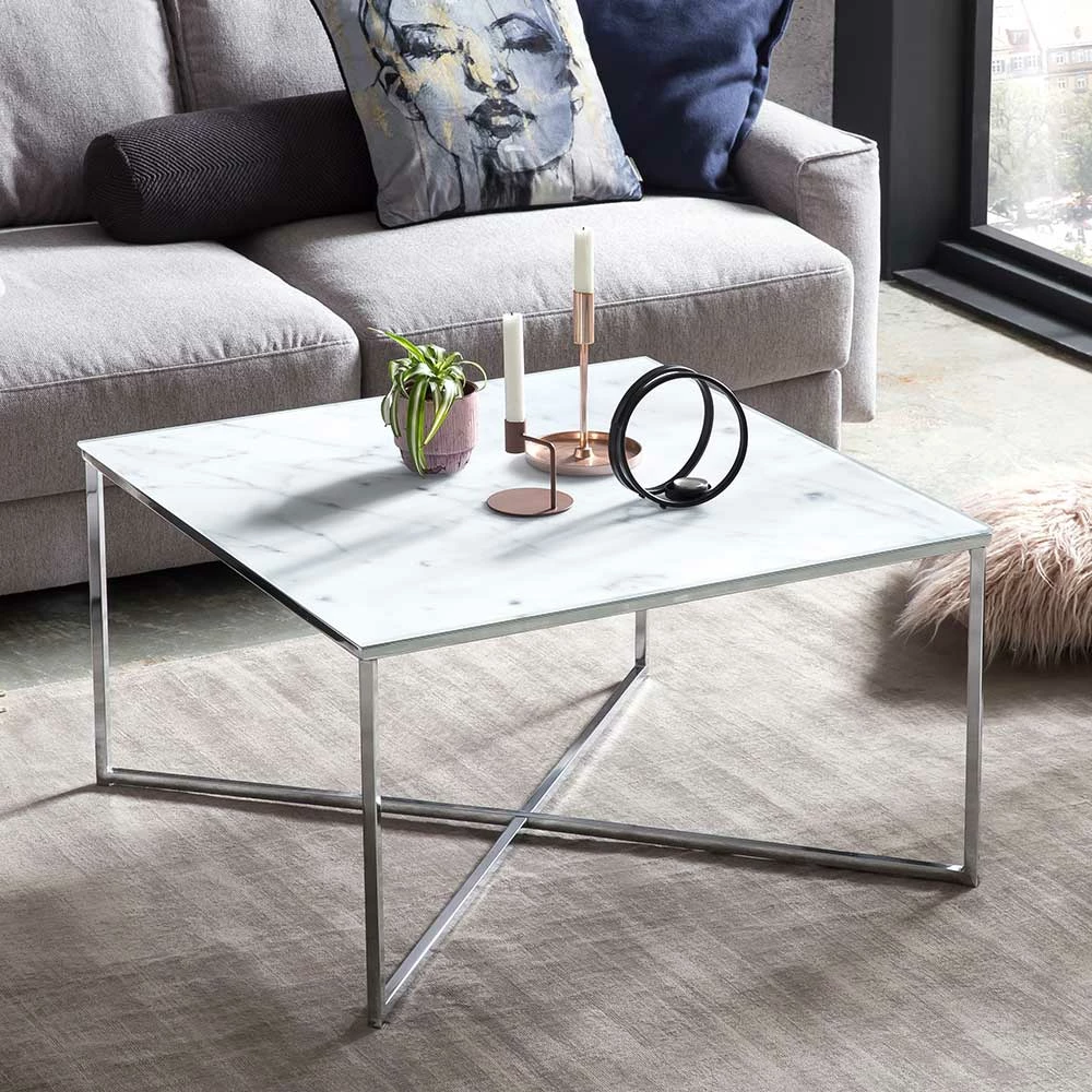 Edler Couchtisch In Marmor & Chrom - Vancerta 3 Edler Couchtisch In Marmor & Chrom - Vancerta – Bild 3