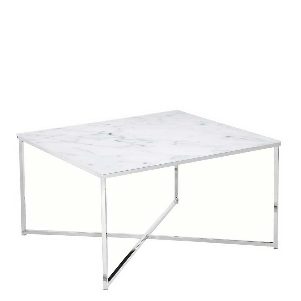 Edler Couchtisch In Marmor & Chrom - Vancerta 1 Edler Couchtisch In Marmor & Chrom - Vancerta