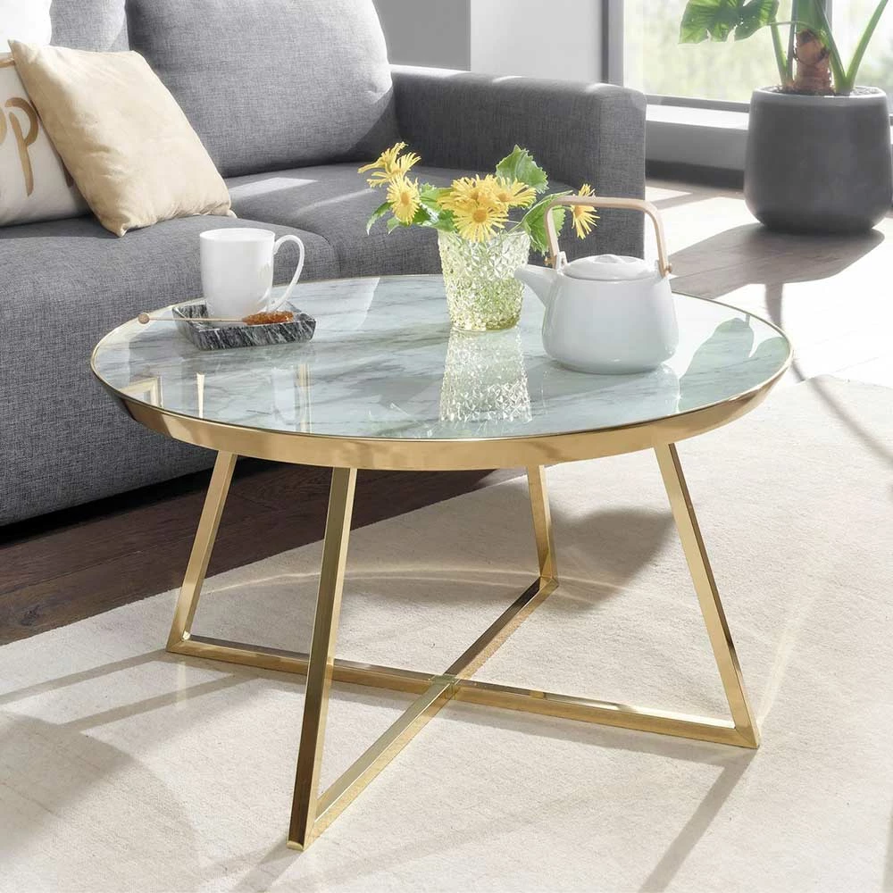 Eleganter Couchtisch In Marmor Optik Glas - Bosayda 2 Eleganter Couchtisch In Marmor Optik Glas - Bosayda – Bild 2