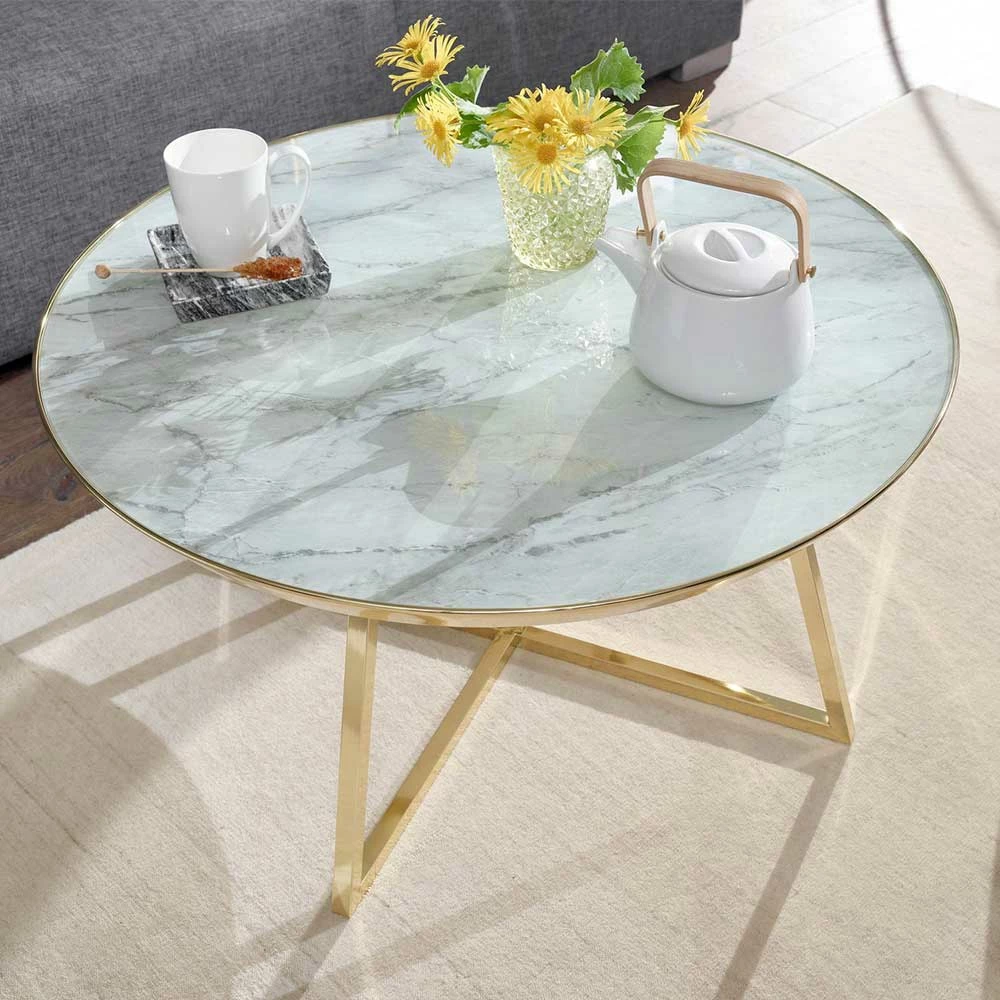 Eleganter Couchtisch In Marmor Optik Glas - Bosayda 3 Eleganter Couchtisch In Marmor Optik Glas - Bosayda – Bild 3