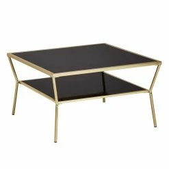 Eleganter Wohnzimmertisch Mit Schwarzglas 70x70 - Hulius