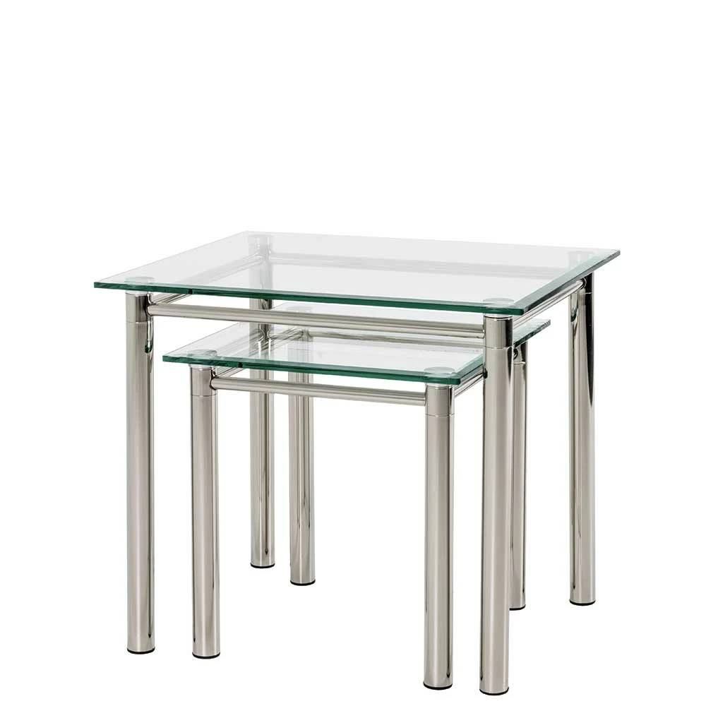 Eleganter Zweisatztisch Aus Glas - Soonga (zweiteilig) 1 Eleganter Zweisatztisch Aus Glas - Soonga (zweiteilig)