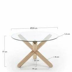 Esszimmer Glastisch In Rund 120cm - Haldus -Bouquet-shop esszimmer glastisch in rund 120cm mit mikado holz gestell haldus 02