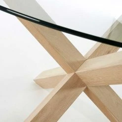 Esszimmer Glastisch In Rund 120cm - Haldus -Bouquet-shop esszimmer glastisch in rund 120cm mit mikado holz gestell haldus 03