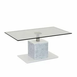 Glas Couchtisch Mit Liftmechanik Montego Mit Säulengestell In Beton Optik