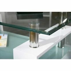 Glas-Couchtisch Mona In Weiß -Bouquet-shop glas couchtisch weiss modern mona 04