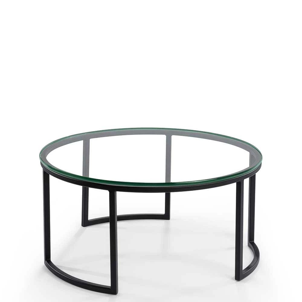 Glas Sofatisch In Rund Mit Bügelgestell - Admonia 2 Glas Sofatisch In Rund Mit Bügelgestell - Admonia – Bild 2