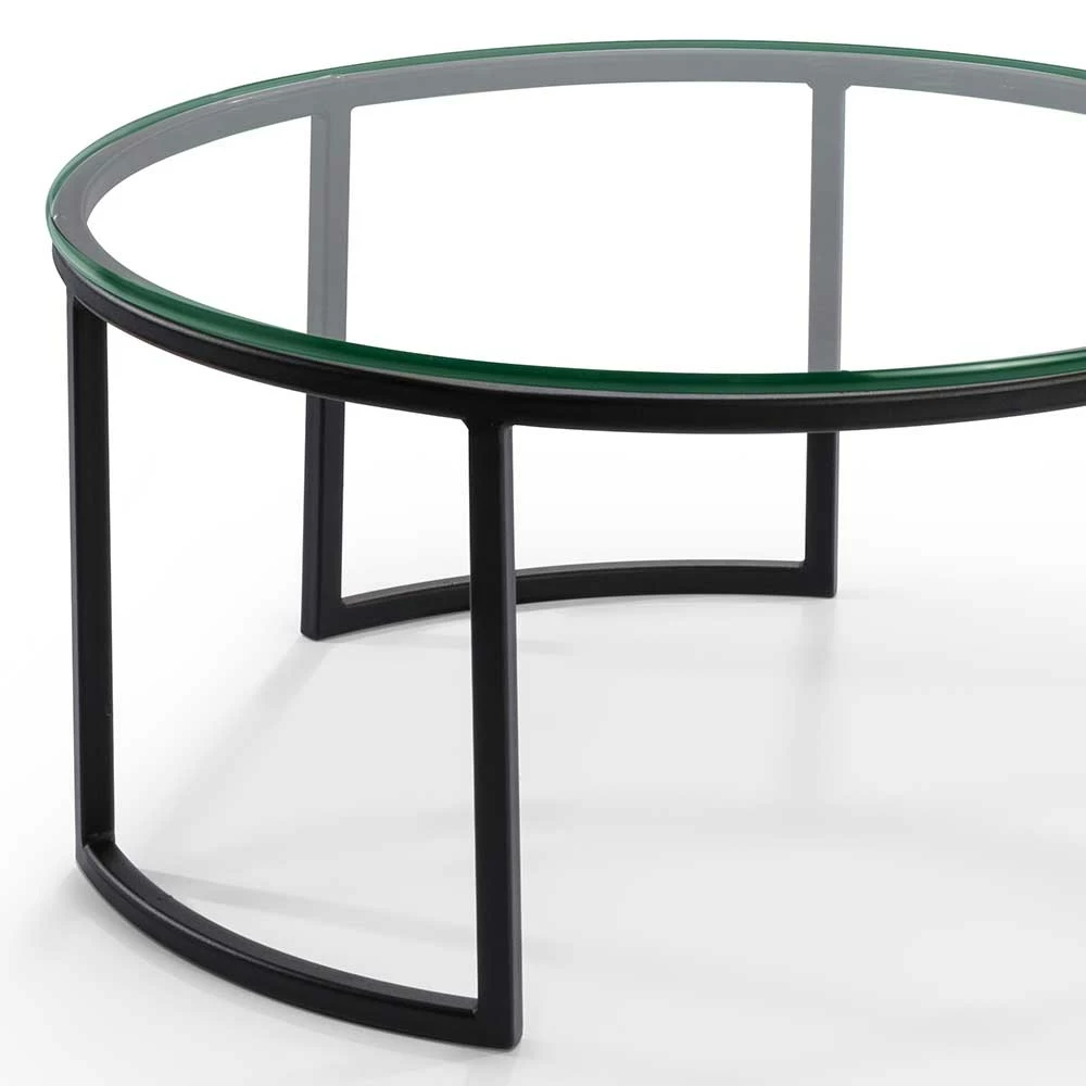 Glas Sofatisch In Rund Mit Bügelgestell - Admonia 3 Glas Sofatisch In Rund Mit Bügelgestell - Admonia – Bild 3