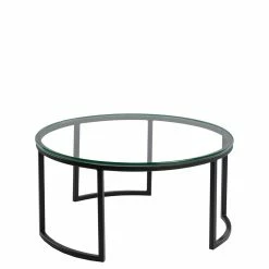Glas Sofatisch In Rund Mit Bügelgestell - Admonia
