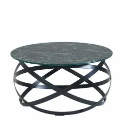 Glas Wohnzimmertisch In Schwarzer Marmor Optik - Operra