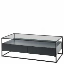 Glas Wohnzimmertisch Mit Schubladen & Ablage - Elfetes