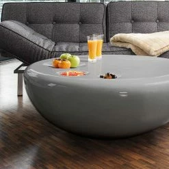 Grauer Hochglanz Couchtisch Als Halbkugel - Dilacco -Bouquet-shop grauer hochglanz couchtisch als halbkugel aus gfk 100x38x100 dilacco 02