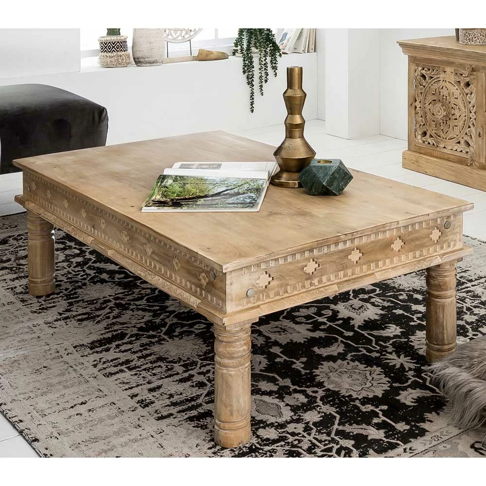 Günstiger Holz Couchtisch Geschnitzt & Gedrechselt - Runiasa – Bild 2