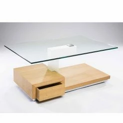Alternative view of Heller Design Sofatisch Corabia Mit Glas Und Asteiche Furnier