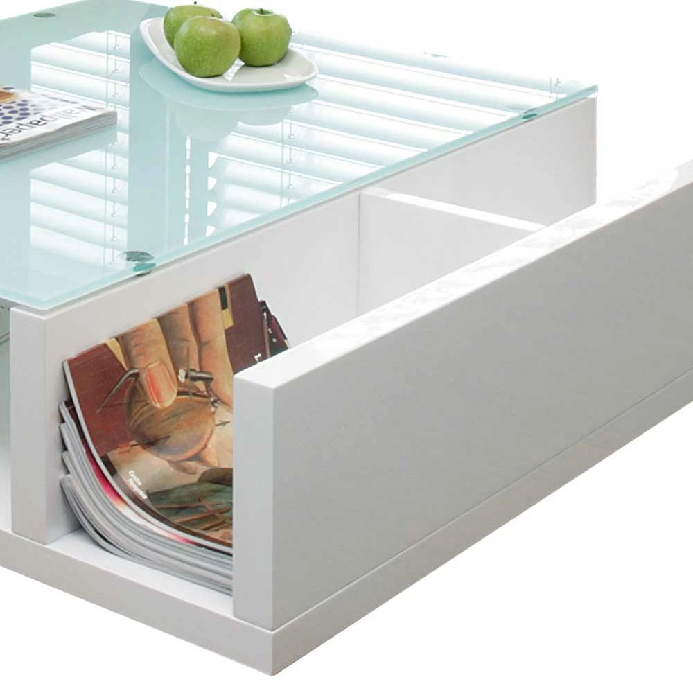 Hochglanz Couchtisch In Weiß Mit Glasplatte - Imtrador 4 Hochglanz Couchtisch In Weiß Mit Glasplatte - Imtrador – Bild 4