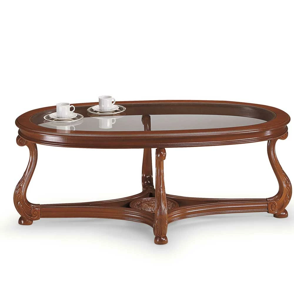 Italienisches Design Glas Couchtisch In Oval - Vibon 1 Italienisches Design Glas Couchtisch In Oval - Vibon