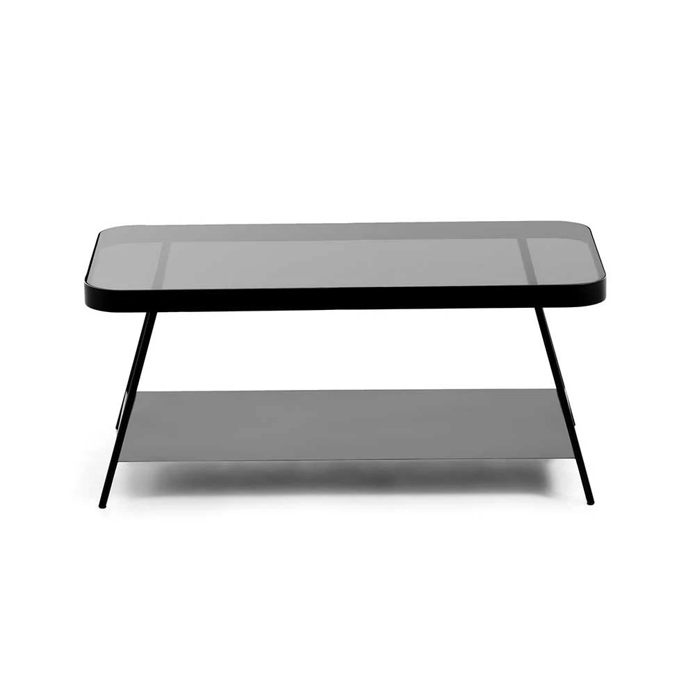 Kleiner Metall Couchtisch Mit Rauchglas Platte - Lara 2 Kleiner Metall Couchtisch Mit Rauchglas Platte - Lara – Bild 2
