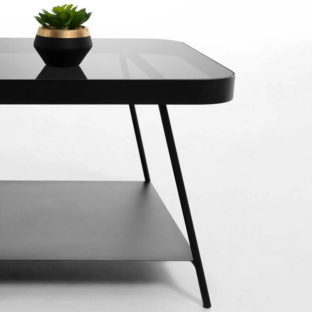 Kleiner Metall Couchtisch Mit Rauchglas Platte - Lara 4 Kleiner Metall Couchtisch Mit Rauchglas Platte - Lara – Bild 4