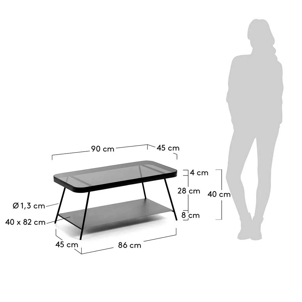 Kleiner Metall Couchtisch Mit Rauchglas Platte - Lara 5 Kleiner Metall Couchtisch Mit Rauchglas Platte - Lara – Bild 5