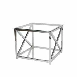 Kleiner Sofatisch Mit Glas Amigo & Metall Chrom