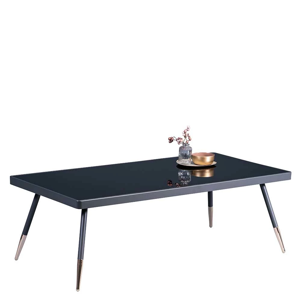 Moderner Schwarzglas Wohnzimmertisch 120x41x60 Cm - Adatto 2 Moderner Schwarzglas Wohnzimmertisch 120x41x60 Cm - Adatto – Bild 2