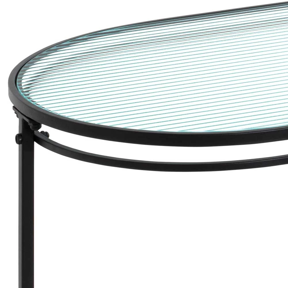 Ovaler Couchtisch Mit Strukturglas Platte - Fender – Bild 6