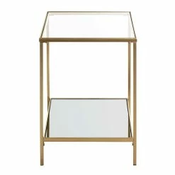 Quadratischer Beistelltisch Aus Klarglas - Clair 9 Quadratischer Beistelltisch Aus Klarglas - Clair -Bouquet-shop quadratischer beistelltisch aus klarglas mit zusatzablage metallgestell in gold clair 03