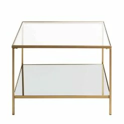 Quadratischer Beistelltisch Aus Klarglas - Clair 10 Quadratischer Beistelltisch Aus Klarglas - Clair -Bouquet-shop quadratischer beistelltisch aus klarglas mit zusatzablage metallgestell in gold clair 04