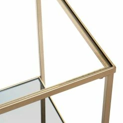 Quadratischer Beistelltisch Aus Klarglas - Clair 11 Quadratischer Beistelltisch Aus Klarglas - Clair -Bouquet-shop quadratischer beistelltisch aus klarglas mit zusatzablage metallgestell in gold clair 05