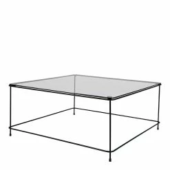 Rauchglas Couchtisch Mit Filigranem Metallgestell - Henkul