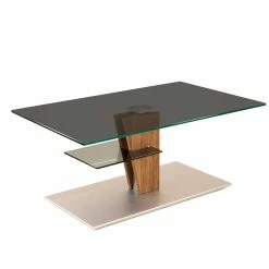 Rauchglas Wohnzimmertisch 100x60 Cm Mit Ablage - Puzny