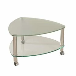 Rollen Glastisch Lea Mit Ablage