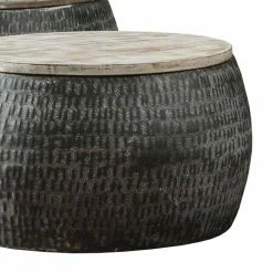 Runde Couchtische Aus Holz & Stahl - Helma (zweiteilig) 6 Runde Couchtische Aus Holz & Stahl - Helma (zweiteilig) -Bouquet-shop runde couchtische aus holz stahl im industry loft stil helma 02