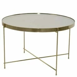 Runder Couchtisch Mit Spiegelglas Platte - Justina