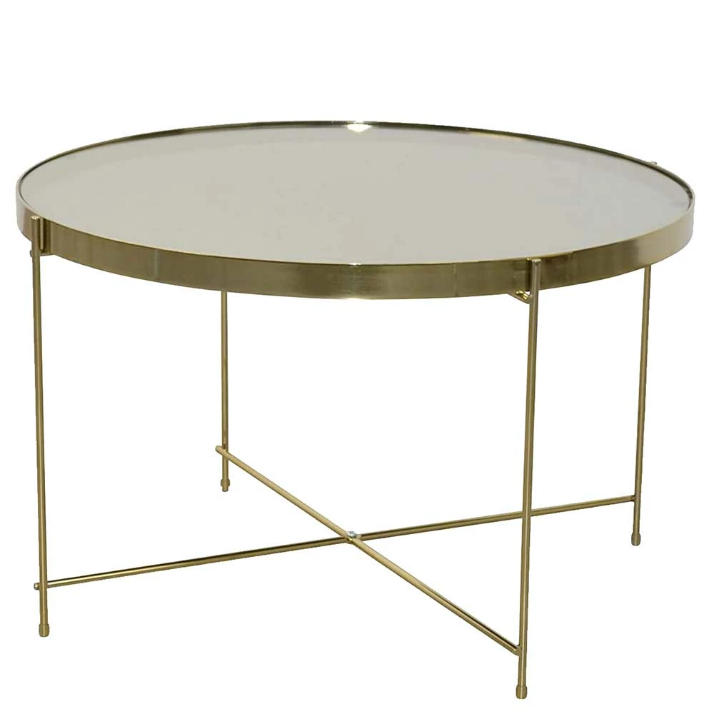 Runder Couchtisch Mit Spiegelglas Platte - Justina 1 Runder Couchtisch Mit Spiegelglas Platte - Justina