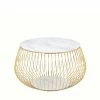 Runder Design-Couchtisch Mit Glasplatte Marmoroptik - Hayaton
