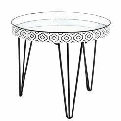 Runder Design Sofatisch Mit Spiegelglas Platte - Delbra