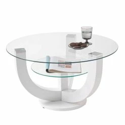 Runder Glas Couchtisch 80x40x80 Cm - Gremas