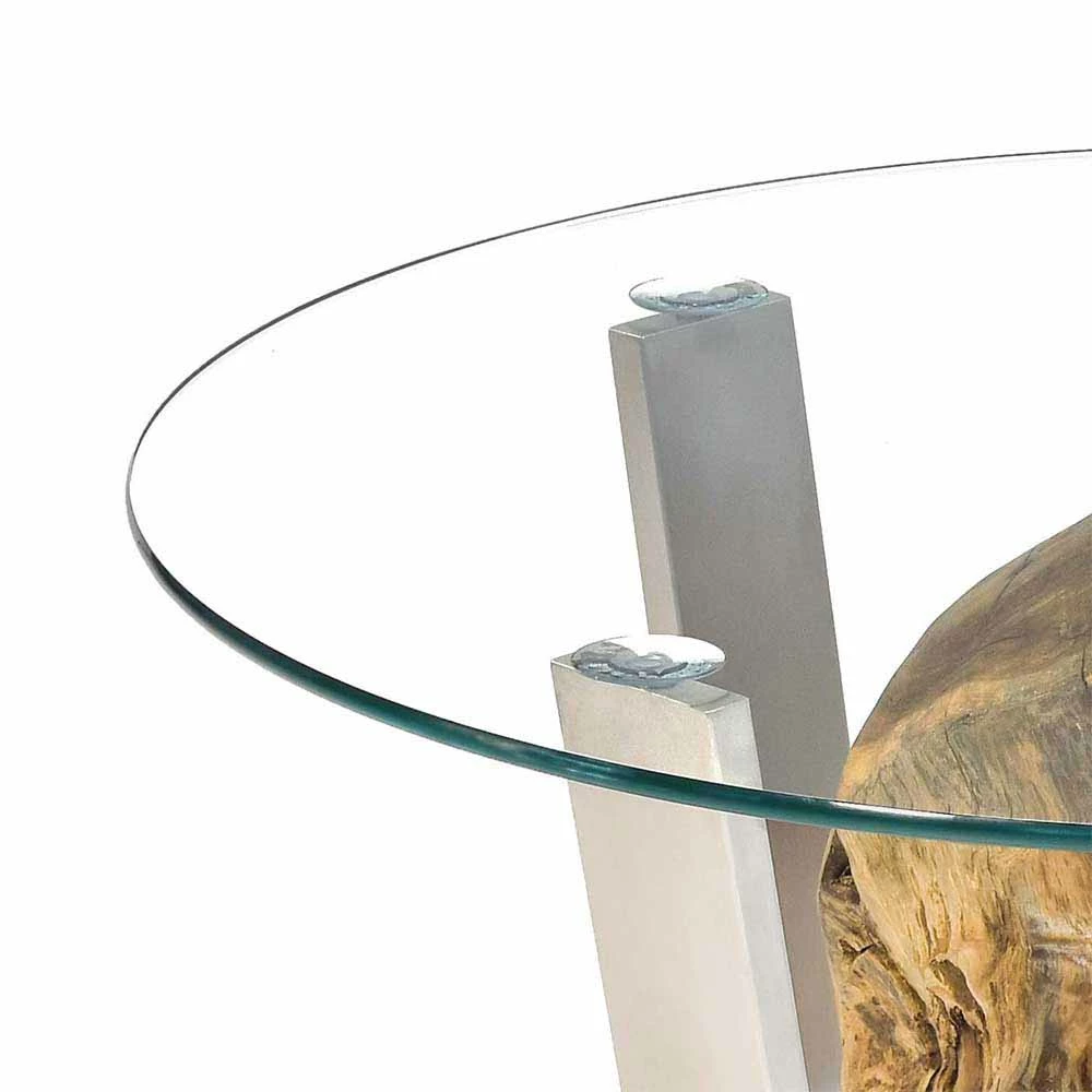 Runder Glas-Couchtisch Melica Mit Schwebener Kugel Aus Wurzelholz 3 Runder Glas-Couchtisch Melica Mit Schwebener Kugel Aus Wurzelholz – Bild 3