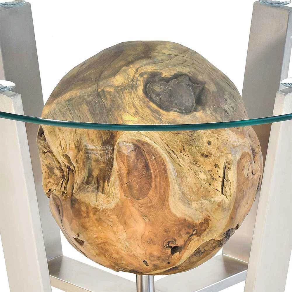 Runder Glas-Couchtisch Melica Mit Schwebener Kugel Aus Wurzelholz 5 Runder Glas-Couchtisch Melica Mit Schwebener Kugel Aus Wurzelholz – Bild 5