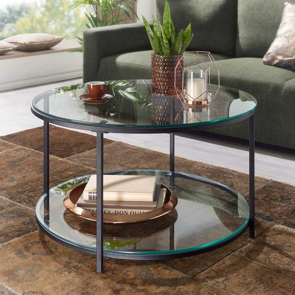 Runder Glas Couchtisch Mit Zwei Platten - Orango 2 Runder Glas Couchtisch Mit Zwei Platten - Orango – Bild 2