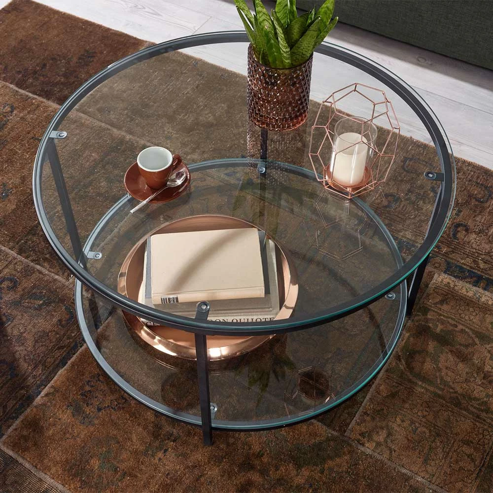 Runder Glas Couchtisch Mit Zwei Platten - Orango 3 Runder Glas Couchtisch Mit Zwei Platten - Orango – Bild 3