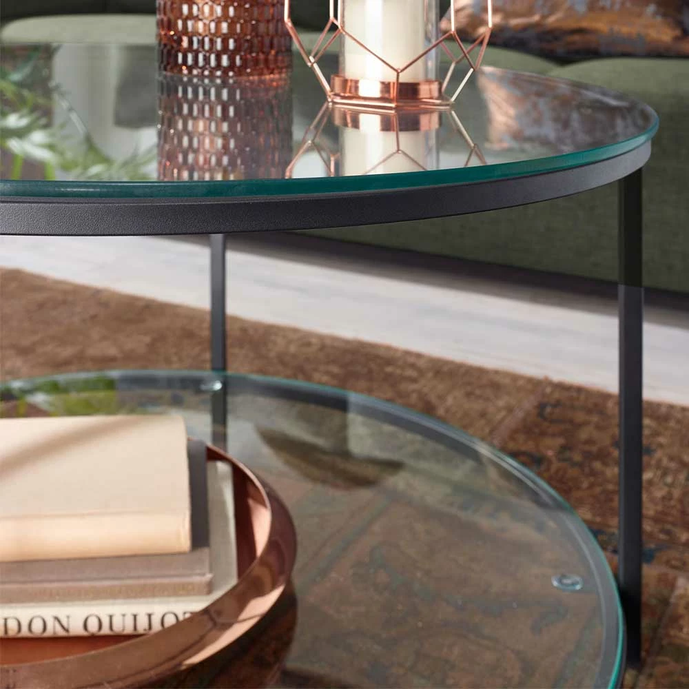 Runder Glas Couchtisch Mit Zwei Platten - Orango 4 Runder Glas Couchtisch Mit Zwei Platten - Orango – Bild 4