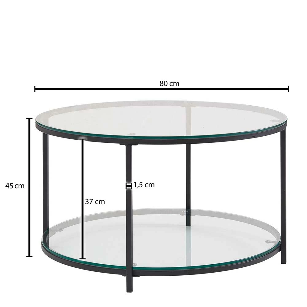 Runder Glas Couchtisch Mit Zwei Platten - Orango 5 Runder Glas Couchtisch Mit Zwei Platten - Orango – Bild 5
