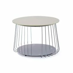 Runder Glasplatten Sofatisch Mit Draht-Gestell - Frantasticas