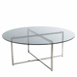 Runder Glastisch Fürs Wohnzimmer Aus Rauchglas - Avril