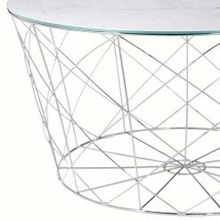 Runder Sofatisch Aus Glas Marmoroptik - Enrician -Bouquet-shop runder sofatisch aus glas marmoroptik mit drahtgittergestell in chrom enrician 04