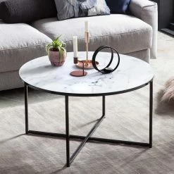 Runder Sofatisch In Marmor Weiß Glasplatte - Digenara 7 Runder Sofatisch In Marmor Weiß Glasplatte - Digenara -Bouquet-shop runder sofatisch in marmor weiss glasplatte schwarz metall buegelgestell digenara 03