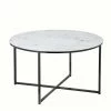 Runder Sofatisch In Marmor Weiß Glasplatte - Digenara