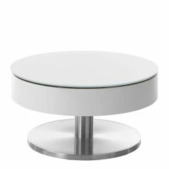 Runder Sofatisch Mit Glasplatte & Staufach - Snacky